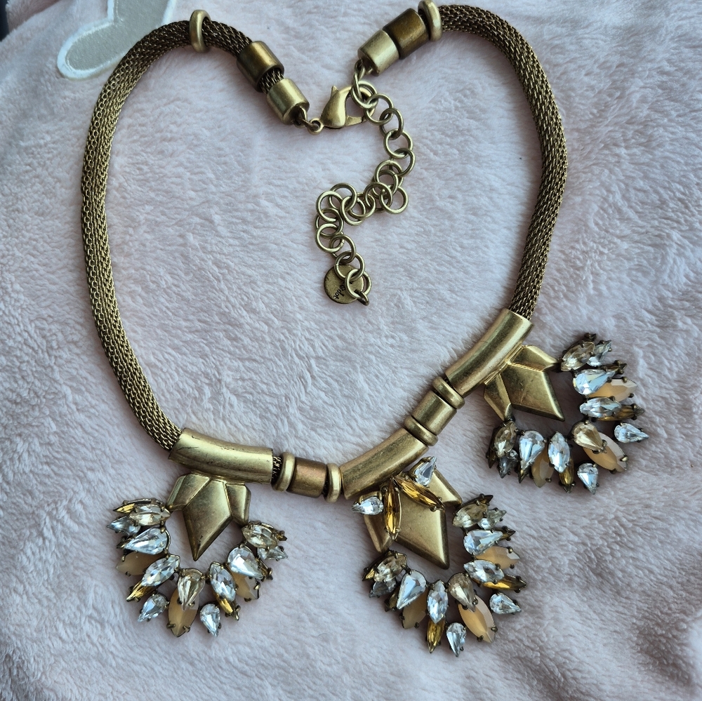 Stella & Dot, matte gold with neutral stones Statement Necklace